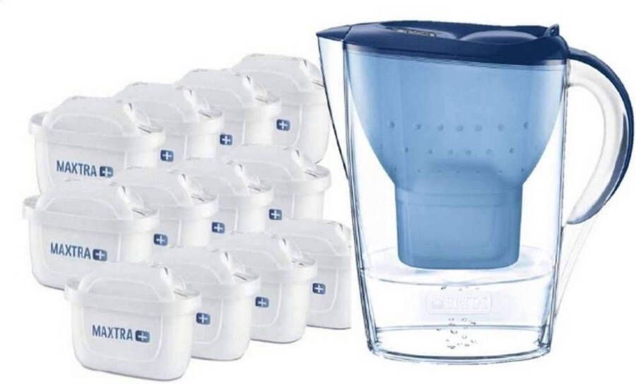 BRITA Marella Waterfilterkan + 12 Maxtra Plus Filters Blauw Transparant