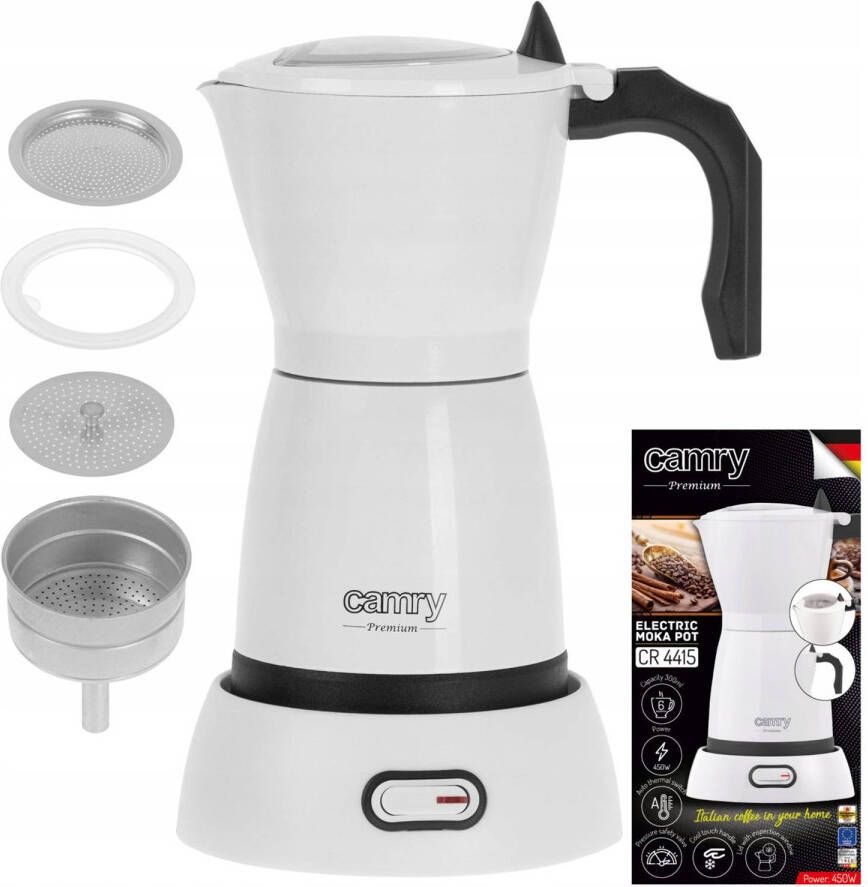 Camry CR 4415w koffiezetapparaat wit zwart 6 kopjes