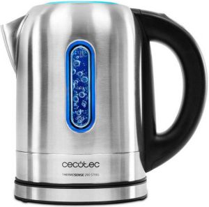 Cecotec ThermoSense 290 stalen waterkoker 2200 W BPA-vrij 360º basis anti-kalkfilter dubbel veiligheidssysteem instelbare