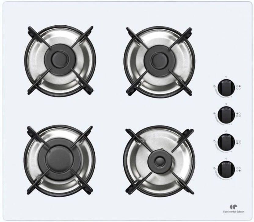 Continental Edison 4-pits tafel Gas wit glas