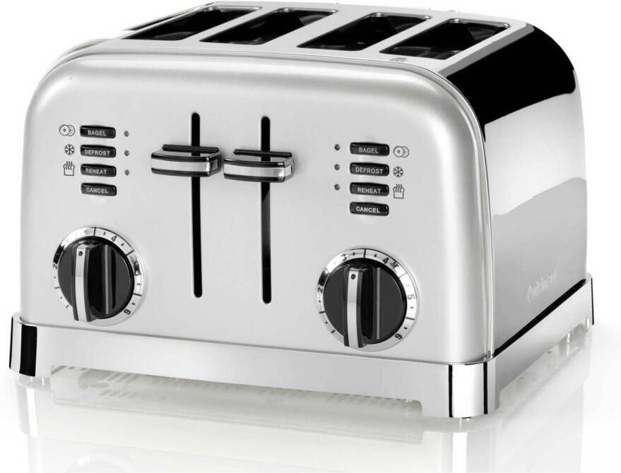 Cuisinart 4 Slice Toaster Broodrooster CPT180SE 4 sleuven Ontdooifunctie Bagelfunctie 6 standen Zilver