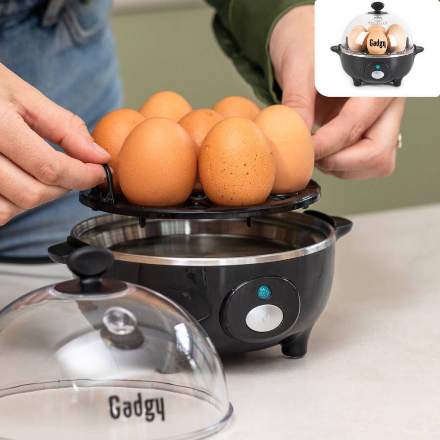 Gadgy Eierkoker Elektrisch 7 Eieren – 3-delige set: Koken en Pocheren Roerei Omelet – Vaatwasbestendig Eierkoker Inclusief Maatbeker