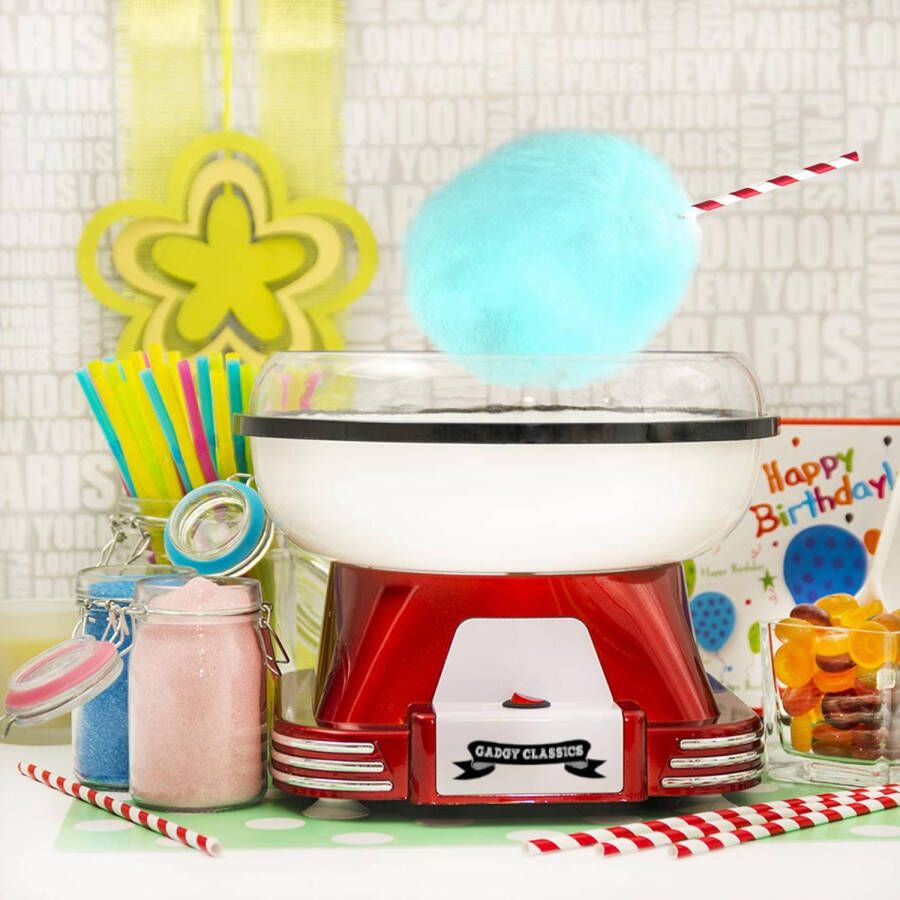 Gadgy Suikerspinmachine Retro met 10 Stokjes en Maatlepel Suikerspinmakers Snoep Kinderfeestje Sinterklaas Cadeau Kinderen