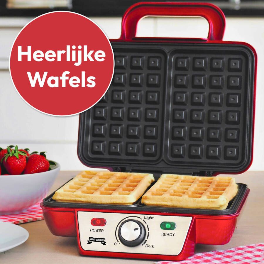 Gadgy Wafelijzer Wafelmaker 2 Wafels per keer Waffle Maker Anti-Aanbaklaag 1000 Watt Regelbare Thermostaat - Foto 1
