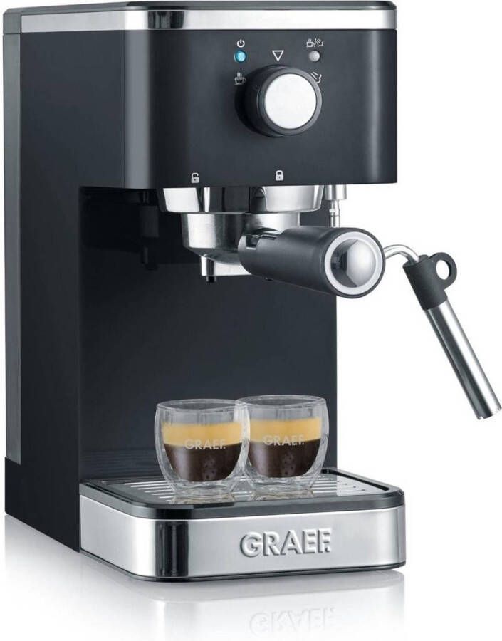 Graef Salita Espresso Piston machine ES402 Zwart compact 14 cm breed 1400 Watt voor losse koffie en koffiepads
