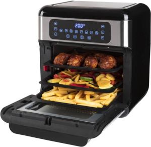 Inventum GF1200HLD Airfryer oven Hetelucht friteuse 12 liter 8 programma's 5 accessoires 80 tot 200°C 1500 watt Zwart RVS