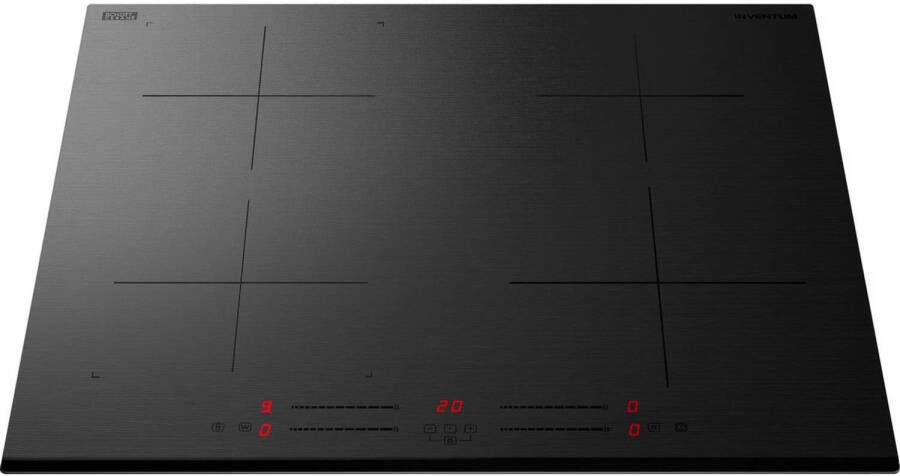 Inventum IKI6035MAT Inbouw inductie kookplaat 60 cm 4 kookzones Bridgefunctie 1- of 2-fase Facetrand voorzijde Matzwart