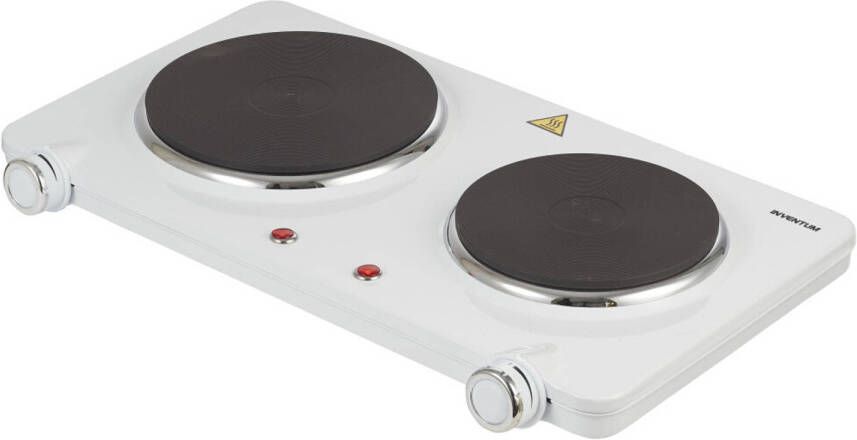Inventum KP602W Elektrische kookplaat 2 kookzones 15 en 18 cm 750 en 1500 watt Normale stekker Wit