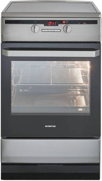 Inventum VFI5042RVS Vrijstaand inductie fornuis Elektrische oven 4 kookzones 50 cm 65 liter RVS Zwart