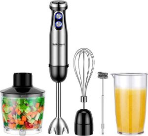 #JustBike Safecourt Kitchen 6-delige Staafmixer Set 1000 Watt Hakmolen 20 Snelheden Inclusief Melkopschuimer & Maatbeker
