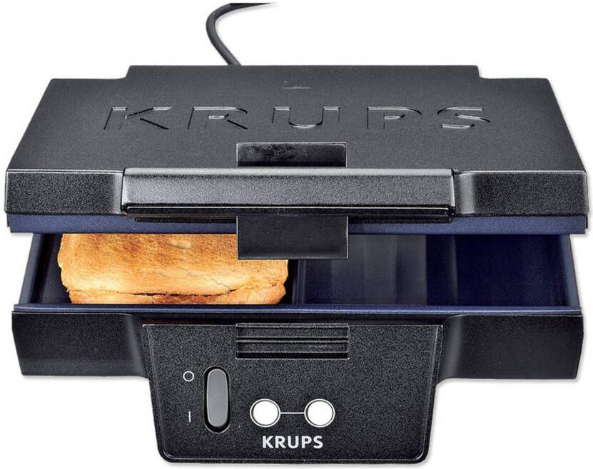 Krups Sandwichmaker FDK452 brede bladen temperatuurcontrolelampje praktische handgreep compact