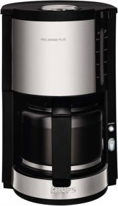 Krups Filterkoffieapparaat ProAroma Plus KM321 1 25 l 1 25l koffiepot papieren filter 1x4 met aromaschakelaar 1100 w zwart met applicaties van edelstaal