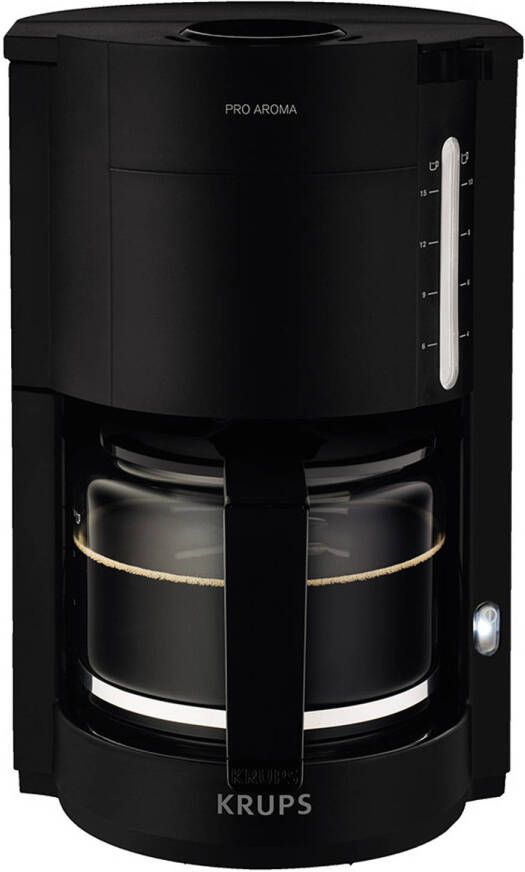 Krups Filterkoffieapparaat F30908 Pro Aroma met glazen kan 1 25l capaciteit 10-15 kopjes 1050w zwart