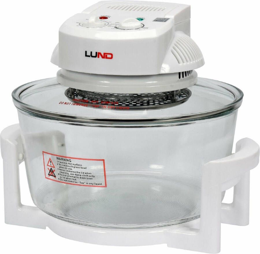 Lund Professional heteluchtoven 12 + 5L wit Halogeen oven Convectie oven 1400W Inclusief gratis 8-delige accessoires set