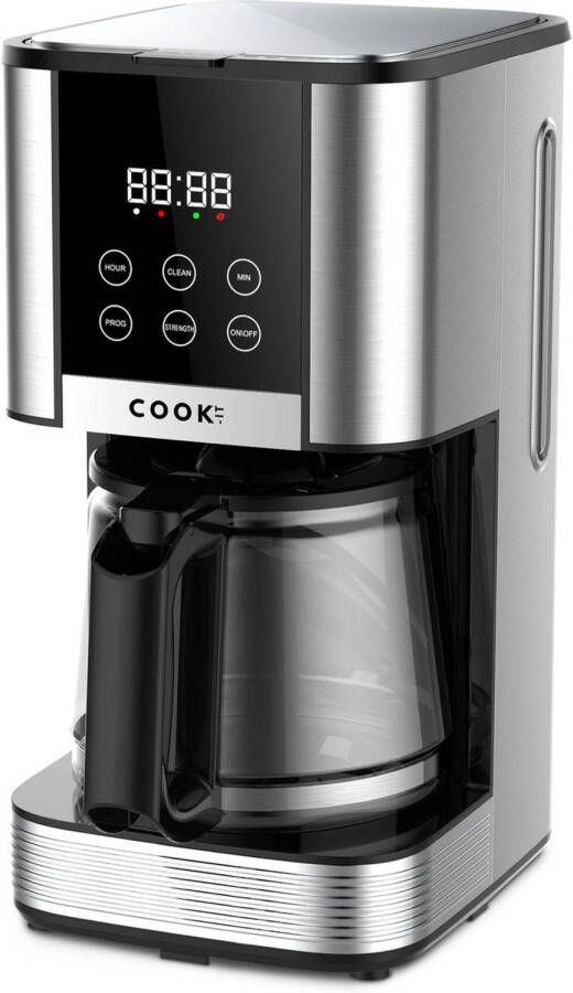 Media Evolution COOK-IT Digitaal Koffiezetapparaat Filterkoffie Coffee Machine 1.5L Glazen Kan RvS