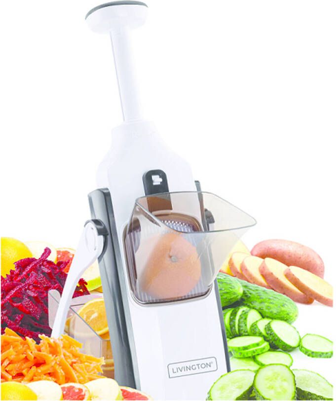 Livington TurboCut universele snijmachine groentesnijmachine met 3 messtanden voor dikke of fijne plakjes rasp met snijdikte tot 8 mm vaatwasmachinebestendig snijmachine met