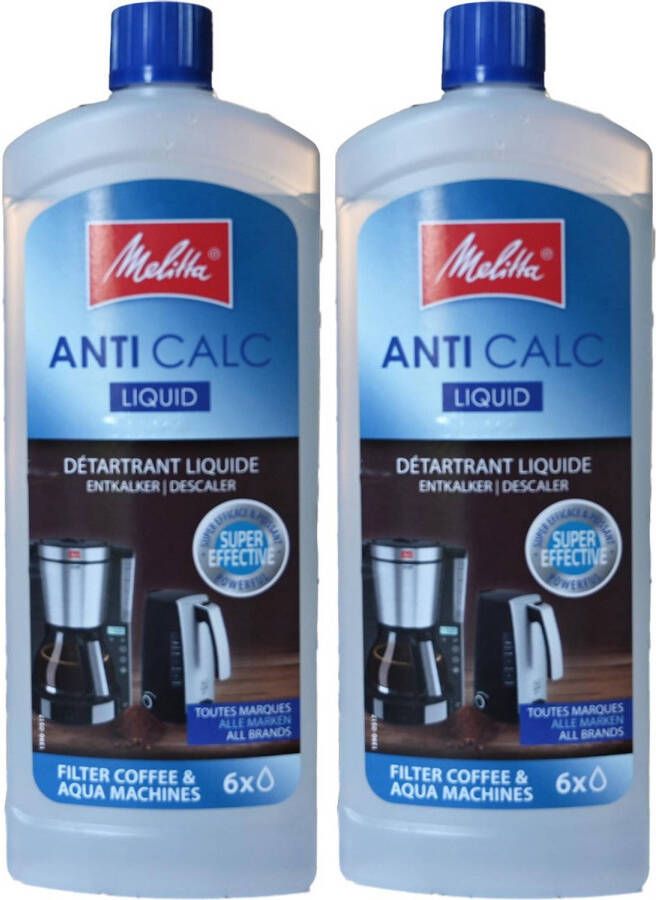 Melitta Anti Calc Ontkalkingsvloeistof voor Koffiezetapparaten 2 Flessen Anti-kalk Formule