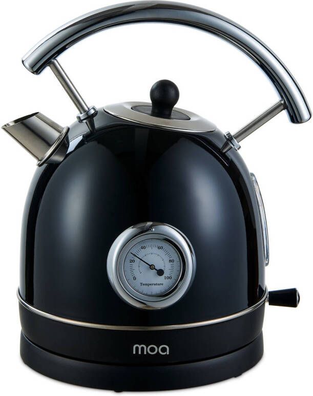 MOA Retro Waterkoker Zwart Elektrisch RVS EK4TB