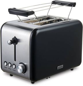 MOA Broodrooster Retro Toaster Met Warmhouder Zwart T1B