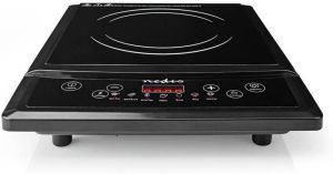 Nedis Inductiekookplaat Kookzones: 1 2000 W Oververhittingsbeveiliging Zwart Tijdschakelaar Turbo-actie Kinderslot LCD scherm