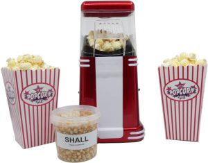 Nedis FCPC100RD Popcornmachine rood met wit retro model cadeau set