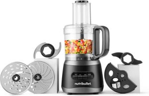 NutriBullet Food Processor Drie Precisiesnelheden Inclusief Accessoires 450 Watt Zwart Grijs