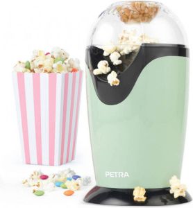 Petra electric Petra Retro Popcornmachine Inclusief maatbeker Hetelucht popcorn maker Popcorn zonder olie of boter 1200W
