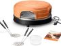 Emerio PO-115847.1 Pizzarette 4 Persoons Pre-bake functie Handgemaakte terracotta koepel 4 Geïsoleerde bak spatels RVS bakplaat - Thumbnail 1
