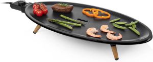 Princess 103200 Table Chef Elypse Bakplaat Grillplaat Ovaal design – 60 x 30 cm 2000 Watt 1.8 meter snoer Trendy bamboo voetjes – Gourmetplaat