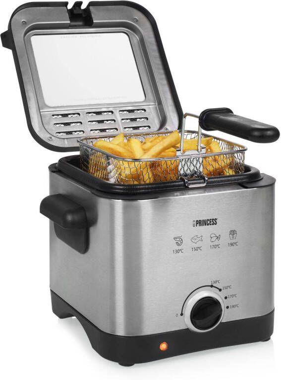Princess 182612 Mini friteuse- 1000W- 1.5 Liter- Compact Geschikt voor camping Anti aanbaklaag