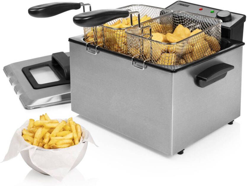 Princess 185000 Frituurpan – Grote friteuse met 3 manden Koude zone – Krachtig 3270 Watt – Inhoud 5 liter