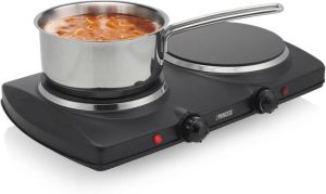 Princess 303021 Dubbele keramische kookplaat – 16 en 19 cm diameter – Met twee instelbare thermostaten Vrijstaand Zwart Elektrische kookplaat