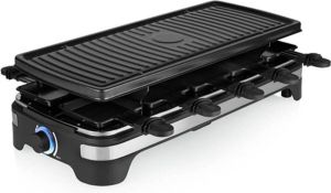 Princess Gourmetstel XL 162650 Raclette 10 personen Grill & Bakplaat Groot 49x21cm Extra lang 2 meter snoer Regelbare thermostaat 1500 W Zwart 10 pannetjes