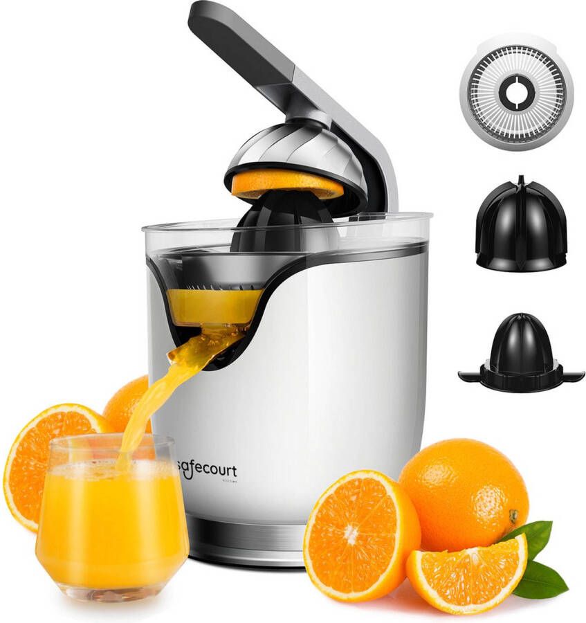 Safecourt Kitchen Elektrische Citruspers Efficiënte Sinaasappelpers Krachtig en snel Wit