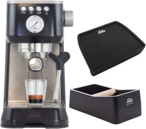 Solis Barista Perfetta Plus 1170 Pistonmachine Espressomachine Inclusief Coffee Knock-Box en Tamping Mat Zwart