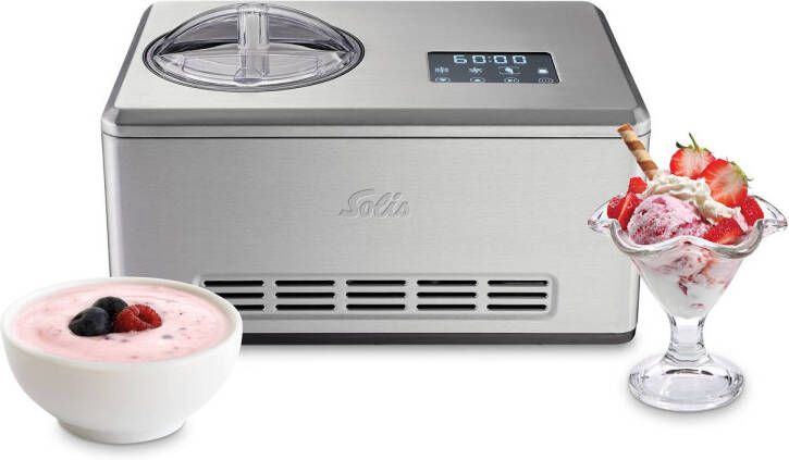 Solis Gelateria Pro Touch 8502 IJsmachine Zelf Vriezend Ice Cream Machine en Yoghurtmaker RVS Zilver