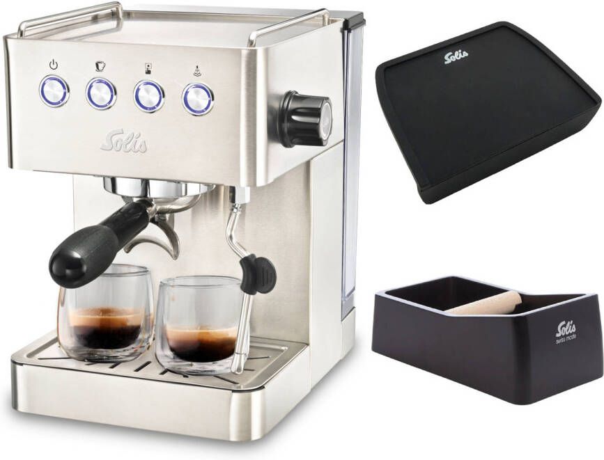 Solis Gran Gusto 1014 Pistonmachine Espressomachine Inclusief Coffee Knock-Box en Tamping Mat