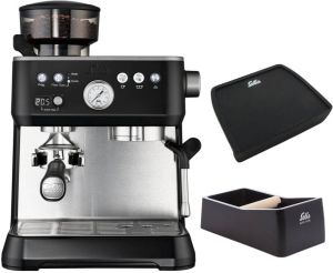 Solis Grind & Infuse Perfetta 1019 Pistonmachine Espressomachine met Koffiemolen Inclusief Coffee Knock Box en Tamping Mat Zilver