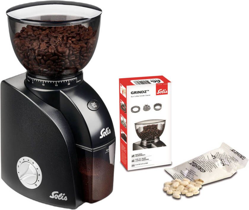 Solis Scala Zero Static 1662 Coffee Grinder Koffiemolen Elektrisch Koffiemaler met 24 Maalinstellingen Antistatisch Inclusief Grindz Reiniging Zwart