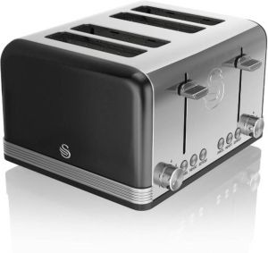 Swan 4-Slot Retro Broodrooster 19020 Zwart