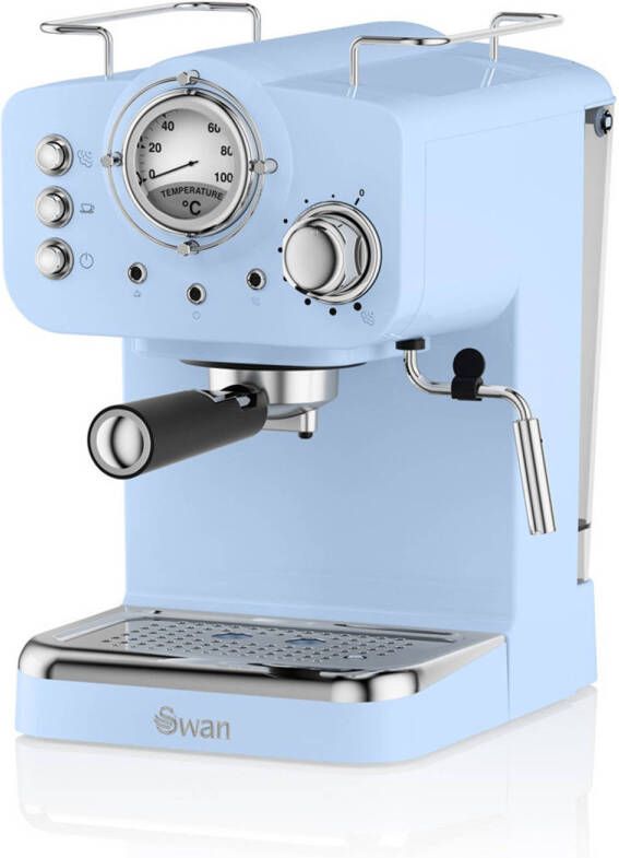 Swan Retro Espressomachine Blauw 15 bar -met stoompijpje