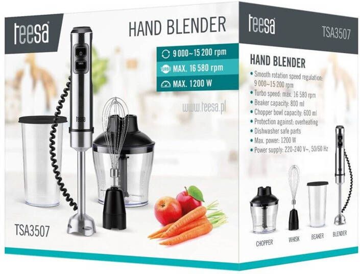 Teesa TSA3507 staafmixer 0.6 L 1200 W zwart zilver