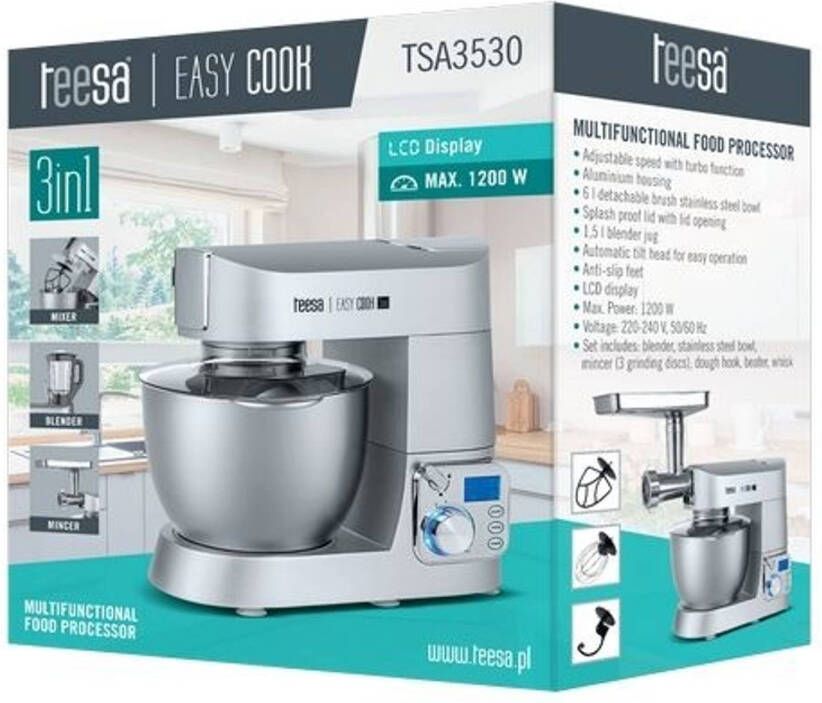 Teesa TSA3530 Multifunctionele keukenmachine met LCD-display 1.200 Watt