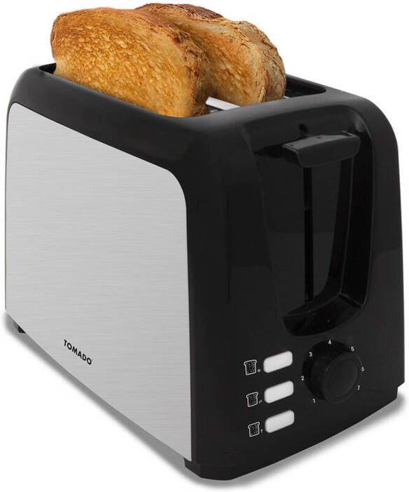 Tomado TBT2001B Broodrooster – Toaster 2 sleuven 7 standen – Ontdooien – 750 watt Zwart RVS - Foto 1