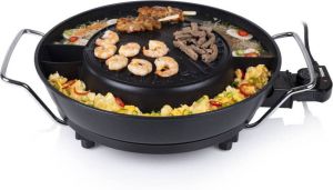 Tristar Elektrische Hotpot PZ-9131 – Chinese Fondue – Korean BBQ en Grillplaat – Inclusief gratis fonduevorkjes fonduenetjes en tang Zwart