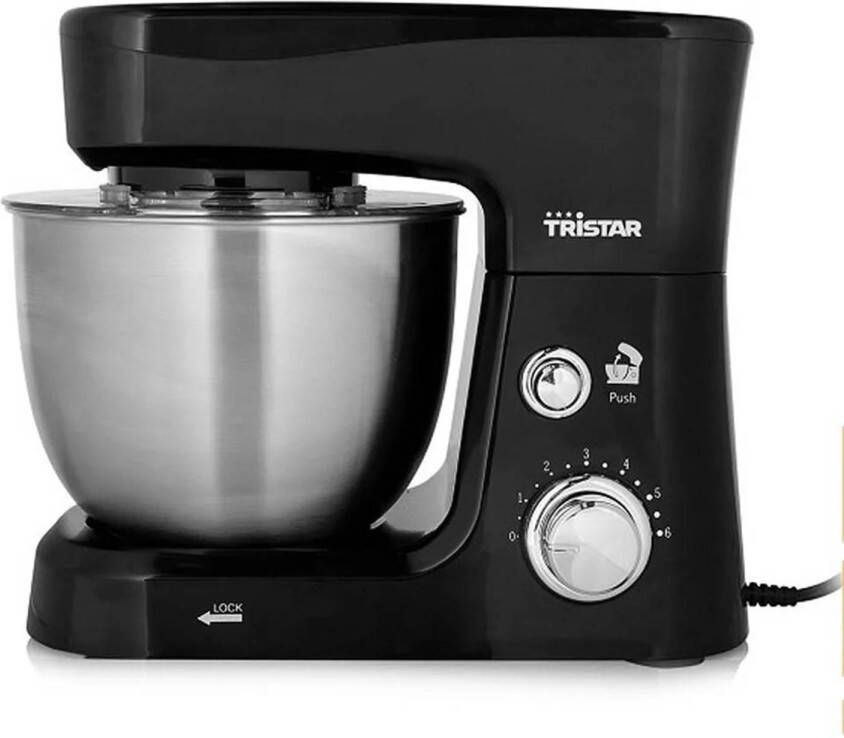 Tristar Keukenmachine MX-4830 Keukenmixer 3.5 Liter inhoud – Inclusief 3 deeghaken voor kloppen kneden en mixen Zwart