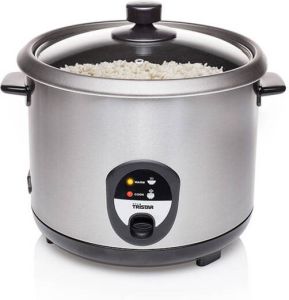 Tristar Rijstkoker RK-6129 Geschikt voor 10-12 personen 2.2 Liter Inclusief gratis lepel maatbeker en spatel Droogkookbeveiliging & Warmhoudfunctie Antiaanbaklaag en vaatwasserbestendige onderdelen- RVS
