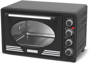 TurboTronic EV45 Retro RVS Elektrische Oven 45 Liter Zwart