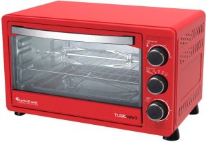 TurboTronic Tt-ev23 Rvs Vrijstaande Elektrische Oven 23l Met Draaispit Rood