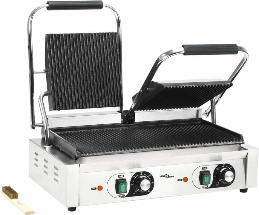 VidaXL Panini grill dubbel gegroefd 3600 W 57x30.5x20 cm - Foto 1